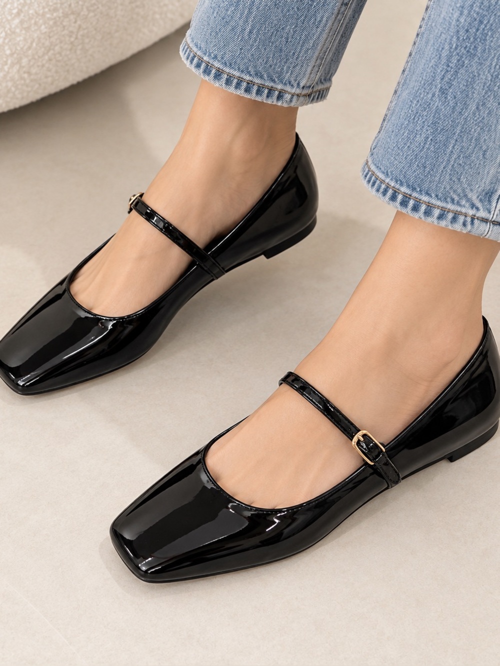 Franco Sarto Tinsley Black Patent Mary Jane Flats - Corporate Shoes- Size 9M
